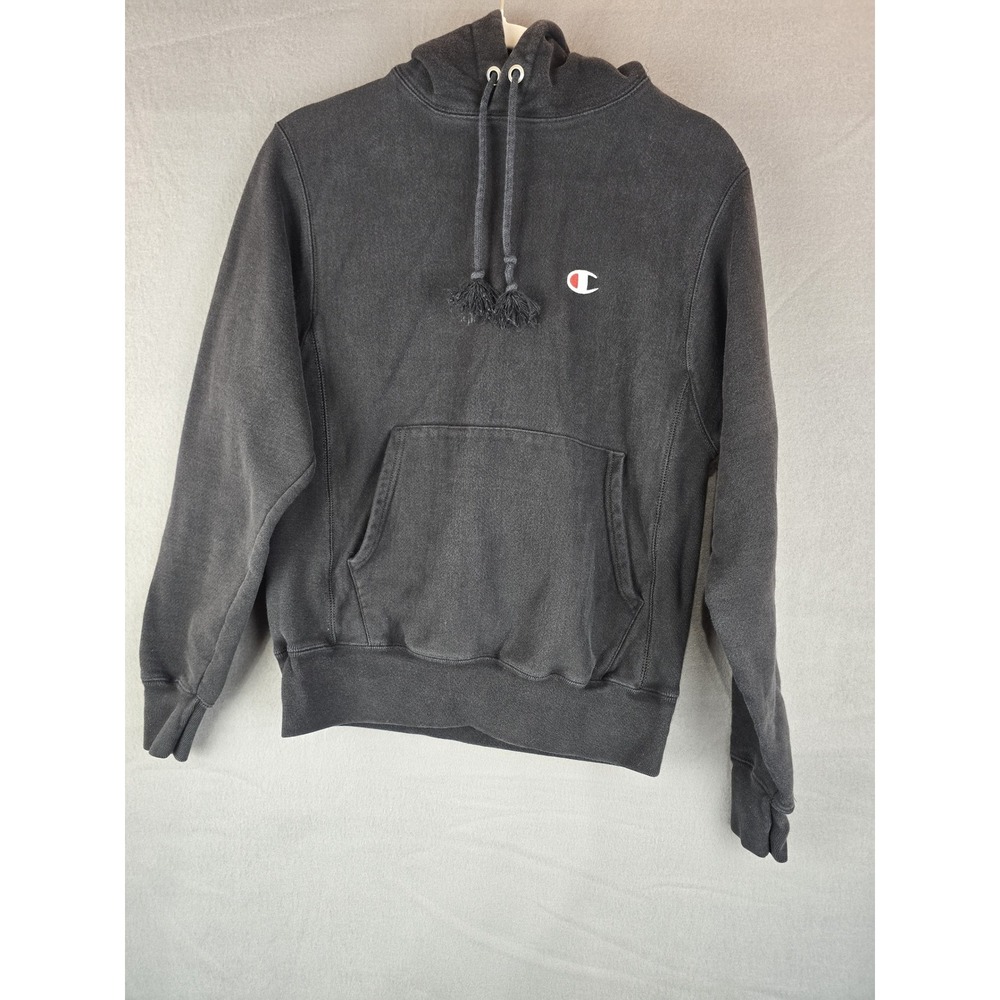 VTG Champion Hoodie Unisex Small Black Reverse Weave GF510 Streetwear Athleisure